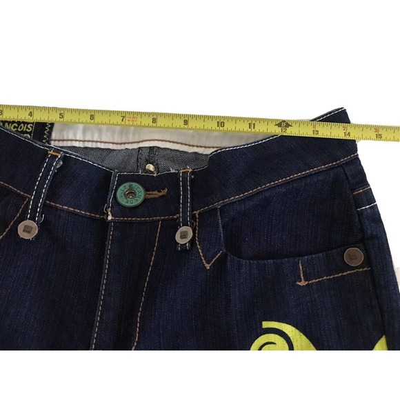 Marithe Francois Girbaud | Y2K Graphic Print Crop Womens Size 28 Blue Denim - Picture 7 of 13